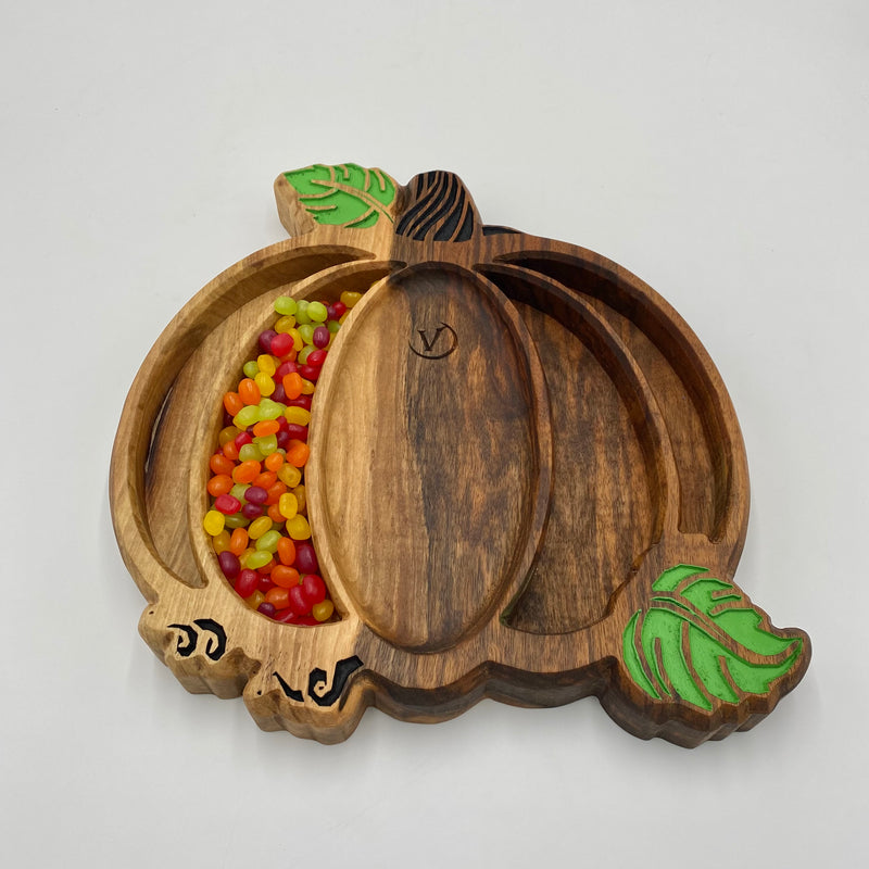 PUMPKIN Serving Dish Walnut 350 x 330 x 40 - MADE IN BRITAIN - FREE PERSONALISATION