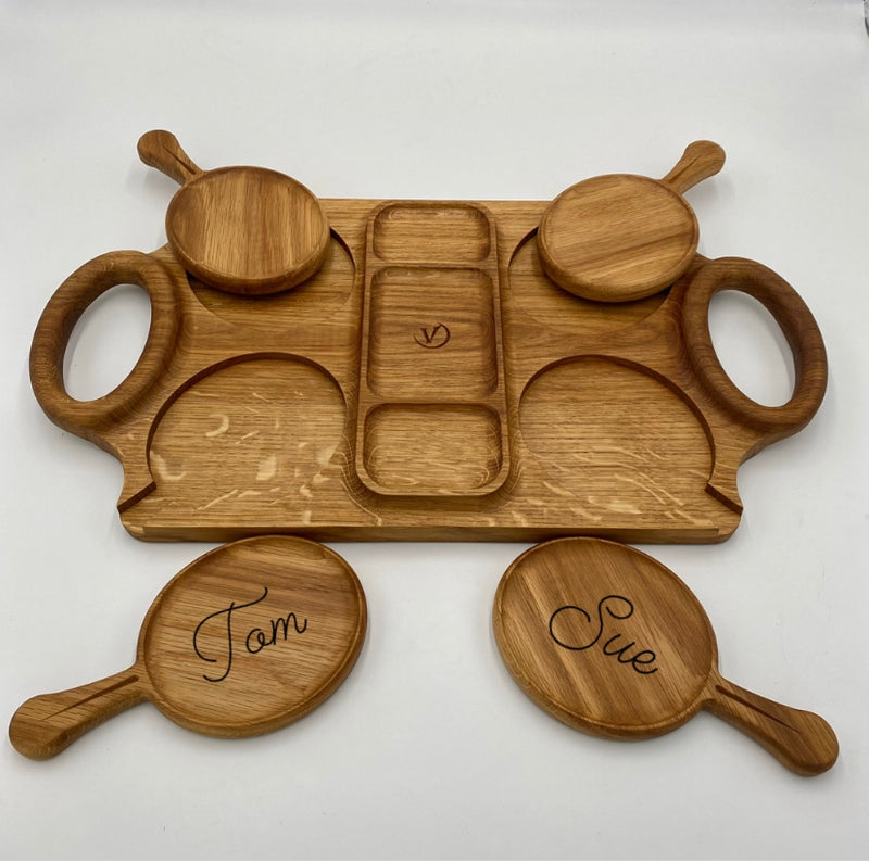 TIME TOGETHER Serving Tray Walnut 640 x 340 x 40 - MADE IN BRITAIN - FREE PERSONALISATION