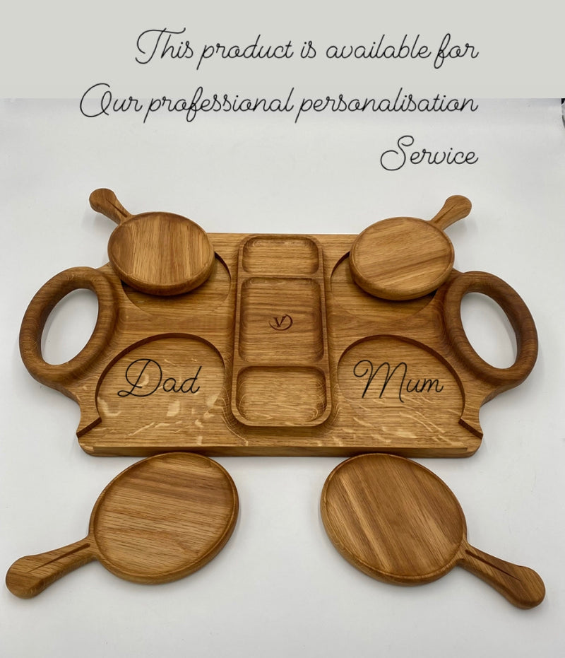 TIME TOGETHER Serving Tray Walnut 640 x 340 x 40 - MADE IN BRITAIN - FREE PERSONALISATION