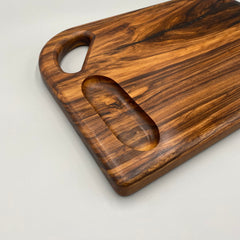 WAVE-2 Chopping Board African Wood 450 x 295 x 25 - MADE IN BRITAIN