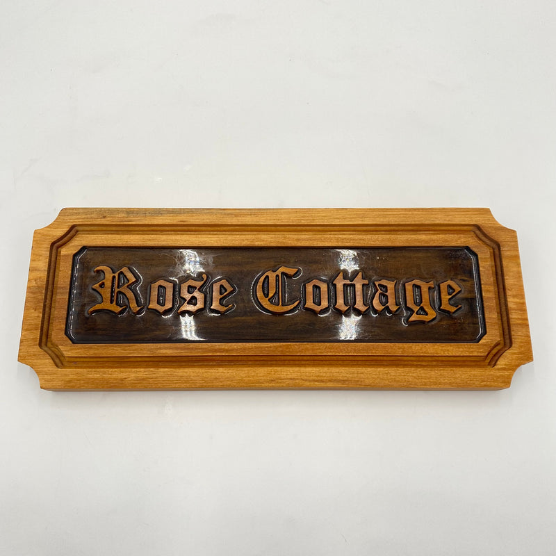 ROSE House Sign Oak & Epoxy Resin 400 x 150 x 25 - MADE IN BRITAIN