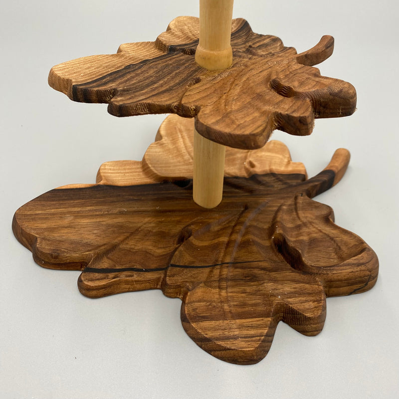 TEA TIME Serving Tower 2-Tier Stand Walnut 240 x 220 - MADE IN BRITAIN - FREE PERSONALISATION