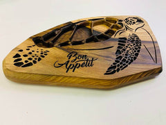 SMALL TURTLE Serving Board Walnut 450 x 260 - MADE IN BRITAIN - FREE PERSONALISATION